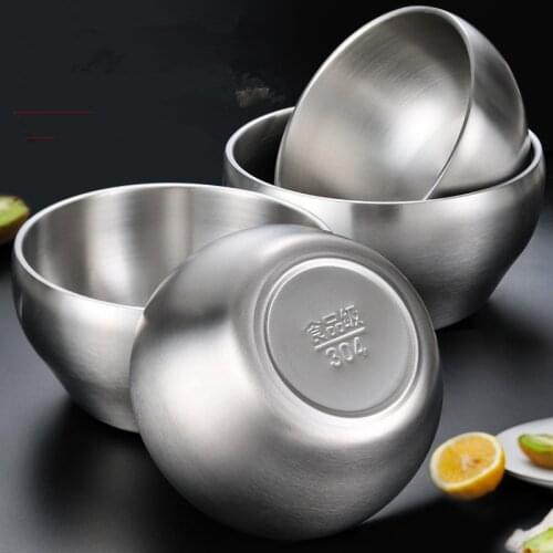 1pc 12cm 304 Stainless Steel Bowl Double Insulated Bowl Childrens Household Utensils Anti-blister Instant Noodles Bowl