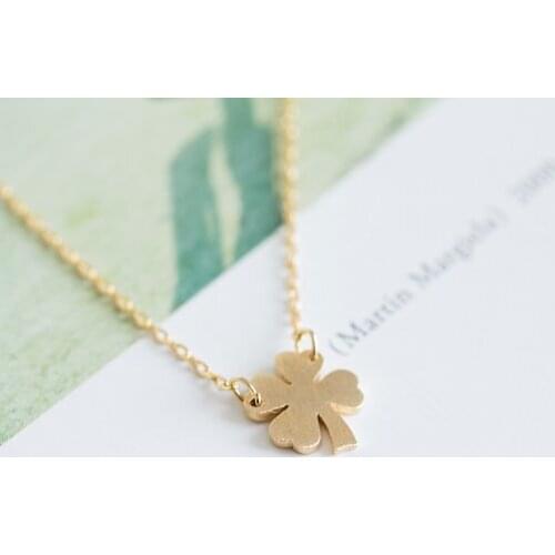 10PCS- Four Leaf Clover Necklace Good Lucky 4 Leaf Clover Necklace Simple Grass Plant Shamrock Necklaces For Birthday Gifts