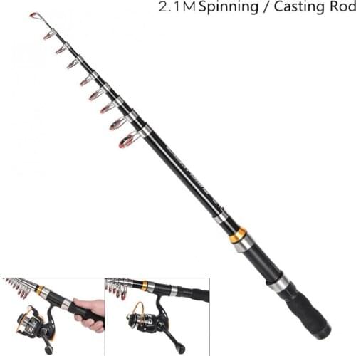 2.1m Mini Adjustable length Ultra Short Telescopic Fishing Rods Glass Fiber 10 Section Portable Lure Ice Fishing Pole