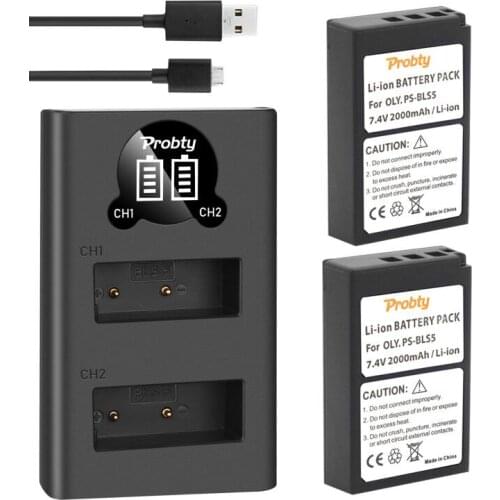 2000mAh BLS-5 BLS5 BLS-50 BLS50 Battery or LED USB Charger for Olympus PEN E-PL2 E-PL5 E-PL6 E-PL7 E-PM2 OM-D E-M10 E-M10 II