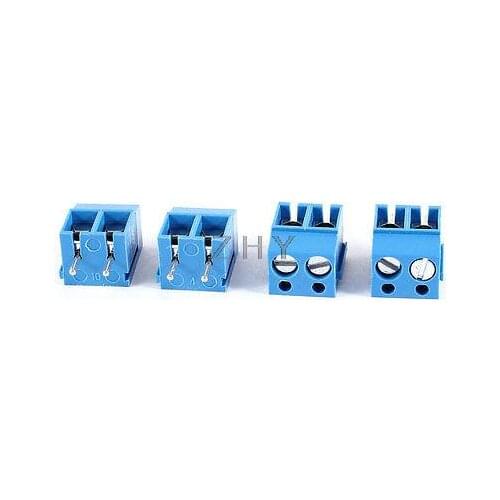 4 Pcs 2 Pole 5mm Pitch PCB Mount Screw Terminal Block 16A 250V Blue