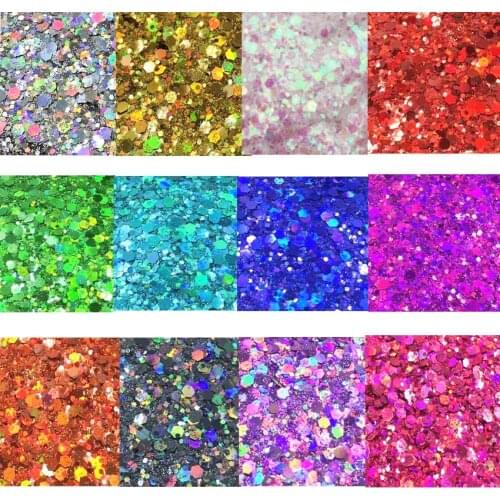 50g Holographic Nail Glitter Powder Shining Silver Gold Nail Fine Glitter Dust Nail Art pigment powder
