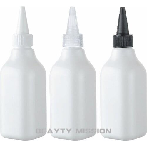 BEAUTY MISSION 200ML White Plastic Bottle With Pointed Mouth Cap , 200CC Cosmetic Water Skin Care Bottle , Makeup Sub-bottling