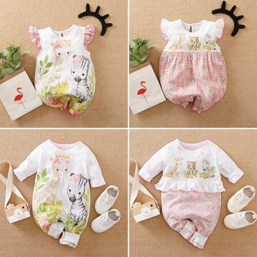 Brand Summer Cartoon Baby Rompers 2021 Newborn Girl Clothes Sleeveless Jumpsuit for Toddler Pajamas Cute Infant Clothing