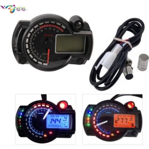 Wzjoo 12V Universal Backlight LCD Digital Motorcycle Speedometer Tachometer Odometer Oil Level Gauge