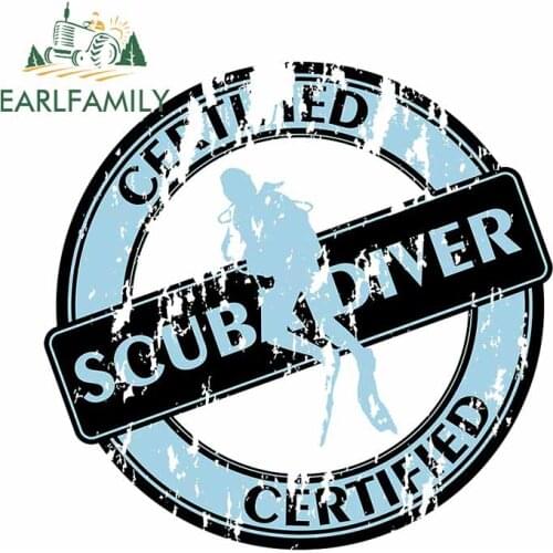 EARLFAMILY 13cm x 12.8cm for Certified Scuba Diver Personality Car Stickers Cartoon VAN Decal Motorcycle Windshield Decoration