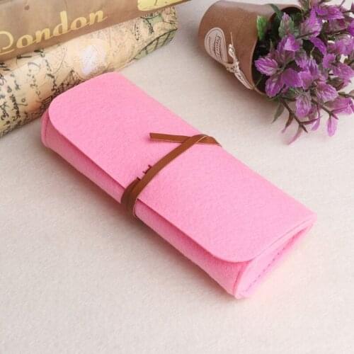 Felt Sunglasses Bags Cases Portable Soft Glasses Package Accessories Belt Closure E56C