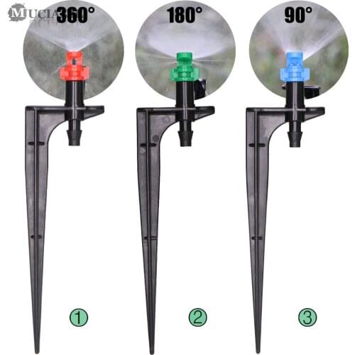 MUCIAKIE 20PCS 90/180/360 Degrees Misting Nozzles on 10.7cm Stake 1/4'' Barb Garden Irrigation Sprinklers for Agriculture Farm