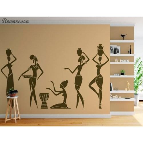 Group Of African Woman Wall Decal Africa Girl Women Dancing Wall Art Vinyl Sticker Mural Home Decoration Mural AM13