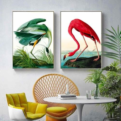 HAOCHU Red-Crowned Crane Animal Canvas Painting For Living Room Home Decor Painting Print Poster Simple Nordic Wall Picture