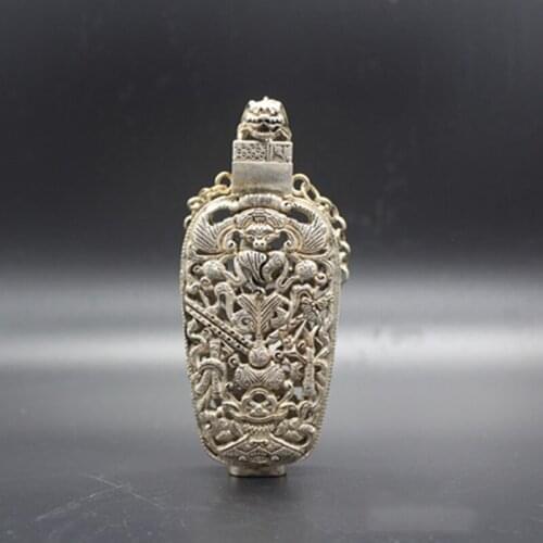 Collection of Chinese Miao Silver Copper Retro Hollow Animal Head Bat Sachet Auspicious Pendant/Ornament