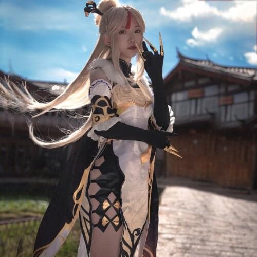 Game Genshin Impact Ning Guang Cosplay Costume Women Fancy Suit Dress and Pants Halloween Carnival Uniforms Custom Made