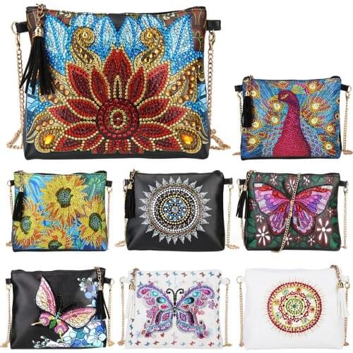 Fashion DIY Special Shaped Diamond Painting Leather Crossbody Bags Chain Clutch Shoulder Bag+1pc Diamond Painting
