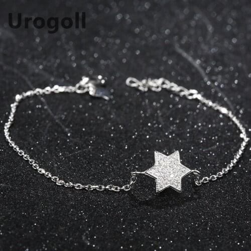 Fashion Women Bracelet 925 Sterling Silver Bracelets Star Shape Zircon Jewelry Charm Bracelets Gift For Girl Party Dress Up