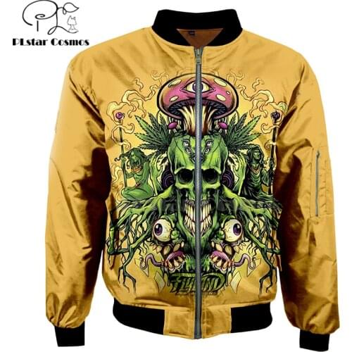Bob marley weed 3D bomber jackets Hoodies Men Women New Fashion Zipper Hooded Long Sleeve Pullover Style skull leaf clothing-3
