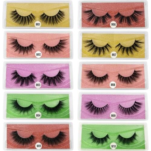 New 3D False 10/20/30/40/50/70/100 Pairs Set Color Base Card Natural Thick Eyelashes M01-M10 Mink Pack Makeup Wholesale
