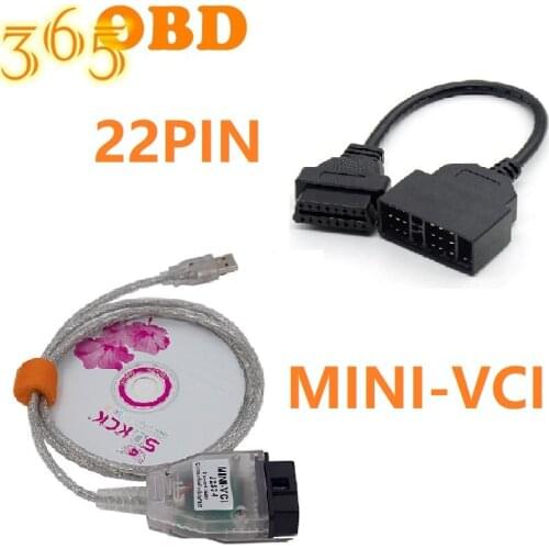 Newest V16.00.017 MINI VCI J2534 Interface for TO-YOTA TIS Techstream OBD2 Diagnostic cable+22Pin Diagnostic cable