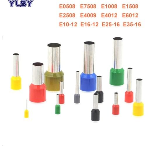 Crimp Terminals Tube Insutated Cord End Electrical Wire Cable Connector E0508 To E35-16 Brass Ferrules VE 22-2AWG 0.5-35mm²