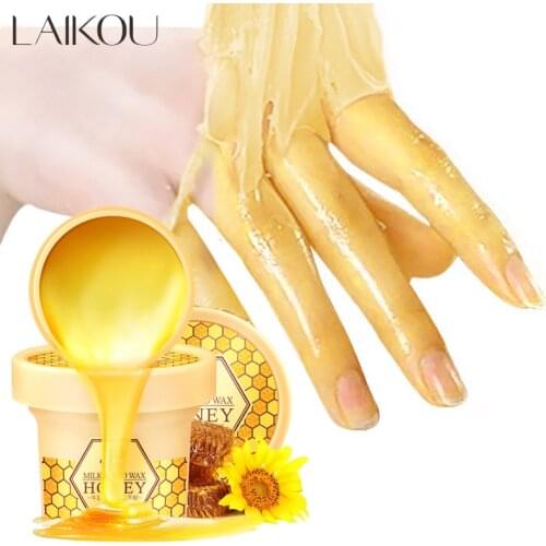 LAIKOU 120g Milk Honey Hand Mask Whitening Moisturizing Repair Exfoliating Calluses Hand Wax Filming Anti-Aging Hand Skin Cream