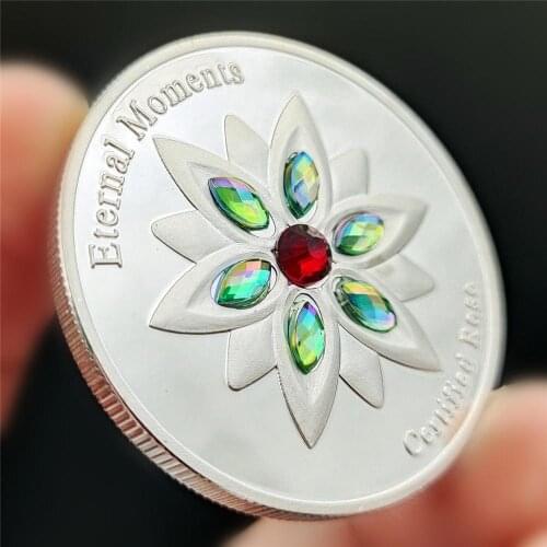 Limited Edition Diamond-set Eternal Moments Rose Commemorative Coin Love Confession Propose Marriage Memorial Gift Coins