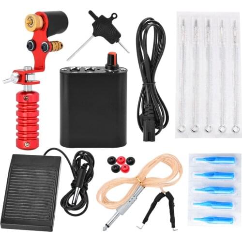 Complete Tattoo Kit Tatuagem Professional Tatoo Machine Set Maquina De Tatuagem Black Power Supply Footswitch Permanent Makeup