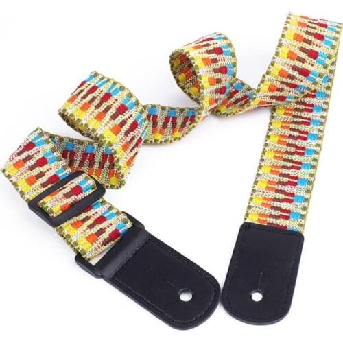 National Style Adjustable Handmade Braided Guitar Ukulele Strap Belt With PU Leather Ends Musical Instrument Guitar Accessories