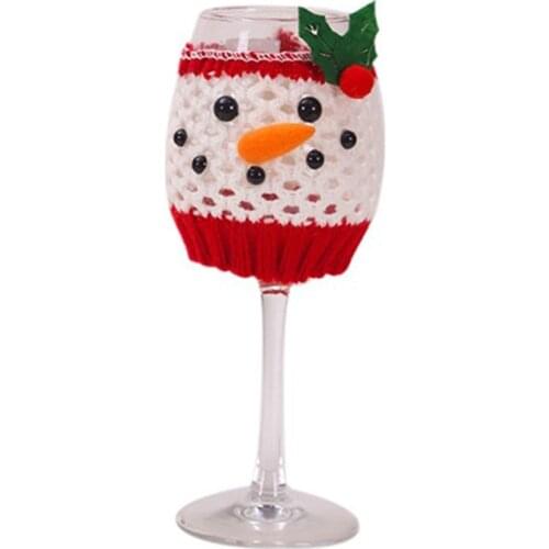 Christmas Wine Glass Cover Santa Claus Snowman Wine Bottle Protector Christmas Table Decorations For Home Dinner Party 2 colors