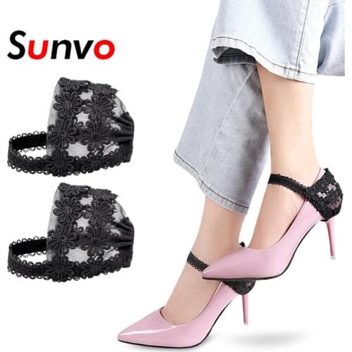 Sunvo Women Shoelace for High Heels Anti Fall Off Covers Elastic Shoes Lace Heel No Tie Laces Fixing Straps Shoe Accessories Pad