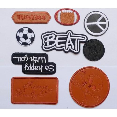 1Pcs Football Beat Skull Letter Embroidery Iron On Patches Stickers For Clothing Jeans Dresses Coat Applique Badges Accessories