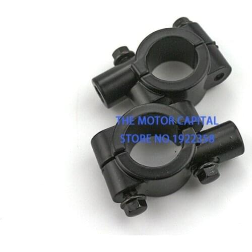 Black Chrome Universal 8mm 10mm Motorcycle Scooter 22mm Handle Bar Grips Mirrors Mount Holder Adapter Aluminum Clamp