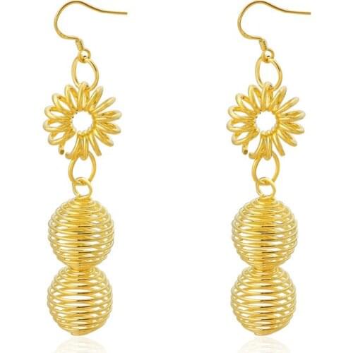 Gold Color Spring Sunflower Long Boho Dop Dangle Earrings for Women Ohemian Vintage Drop Dangle Earrings Boho Earrings