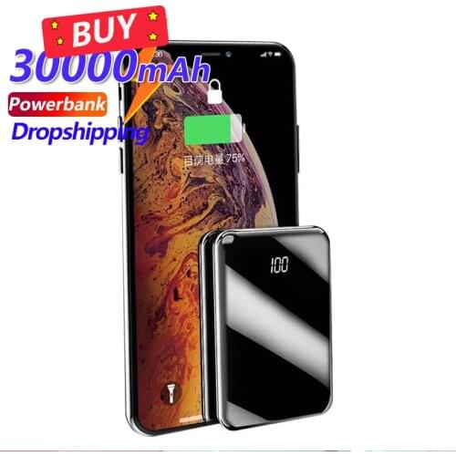 Mini Digital Display 30000mAh Power Bank Portable Charger 2 USB Fast Charging External Power Supply for Xiaomi IPhone Samsung