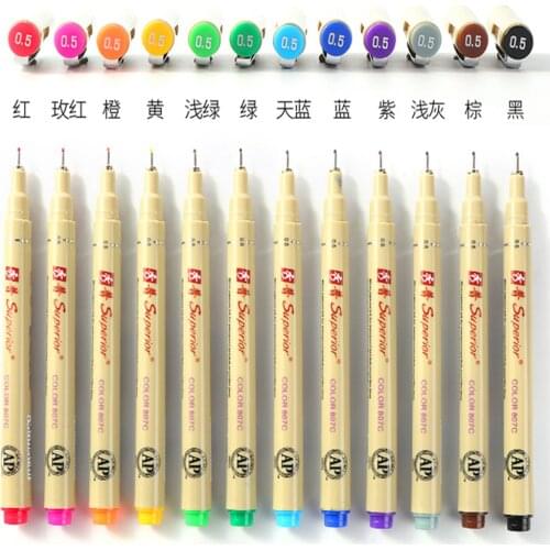 Waterproof 0.5mm fine point Multicolor Art Marker Pen Sketch comics Pigment Line Drawing Student School office stationery