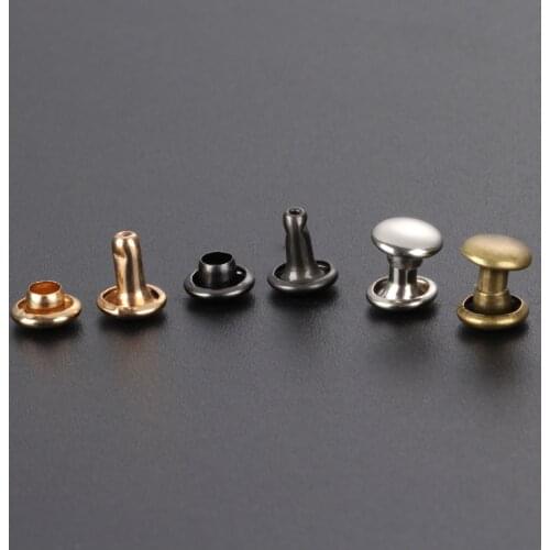 100pcs Round Double Cap Rivet Stud Collision Nail Spike Rock Leathercraft Shoe Bag Belt Garment Bracelet 6mm 8mm 10mm