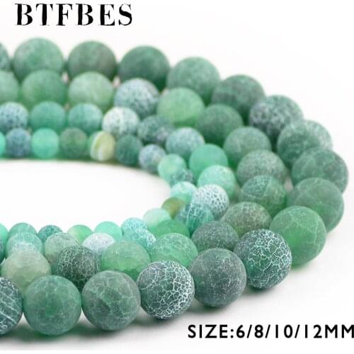 BTFBES Green Weathered Carnelian Beads Natural Green Stone 6 8 10 12mm Ball Round Loose Beads For Jewelry Bracelet Making DIY