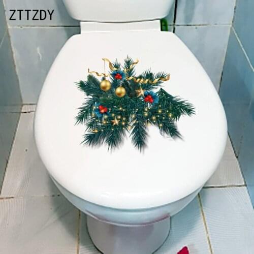 ZTTZDY 24.1×21.1CM Christmas Decoration Pine Branch Bells Wall Stickers Creative Home Toilet Decor T6-0211