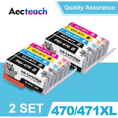 2 Set PGI-470 PGI 470 471 CLI-471 Full Ink Cartridge With Chip For Canon PIXMA MG6840 MG5740 TS5040 TS6040 Printer Cartridges