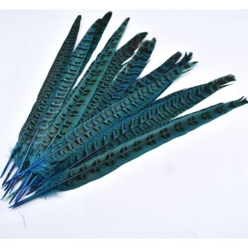 20Pcs/lot Lake Blue Pheasant Tail Feathers for Crafts 10-12inch DIY Dyed Natural Feathers Home Jewelry Party Wedding Decorations