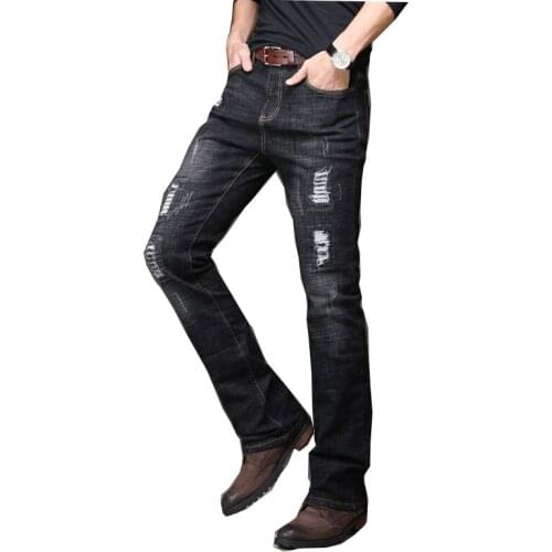 2020 new fashion Japanese and Korean flared ripped jeans trousers flared blue