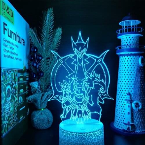 Pikachu 3D Night Light Pokemon LED Lamp Arceus Typhlosion Cartoon Decoration Lampara Neon Sunset Lights Kawaii Lighting For Kids