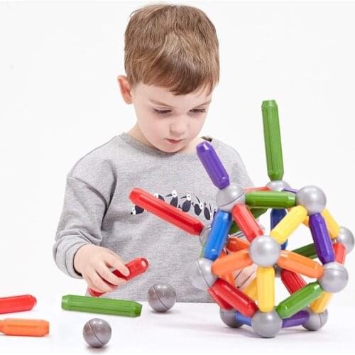 Large Magnet Toy Sticks & Metal Balls Magnetic Building Blocks Construction Toys For Baby Designer Educational Toy For Children
