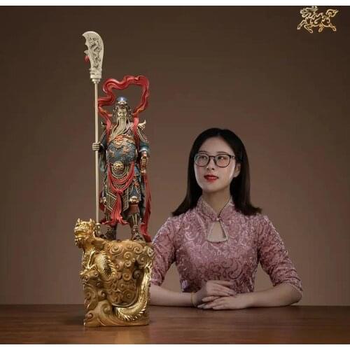 82cm Huge Large high grade GOOD LUCK God of wealth Dragon GUAN GONG Mammon Bronze statue HOME Shop Club BAR Company Patron saint