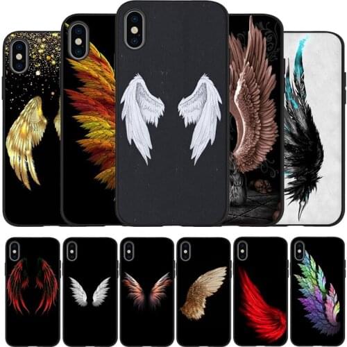 Wing black Phone Case For iPhone 11 XR XS Max 7 8 6 6S Plus 5 5S SE 2020 Back Cover For iPhone 11 Pro Shell