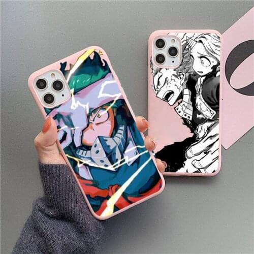 Anime My Hero Academia Phone Case Candy Color for iPhone 6 6S 7 8 11 12 XS X SE 2020 XR mini pro Plus MAX mobile bags