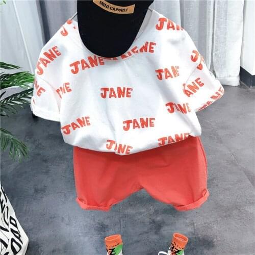 2 3 4 5 6 Years Toddler Boys Sets Casual Letter Printed Short-sleeved T-shirt Shorts 2pcs Summer 2020 Children Suits Boy Clothes