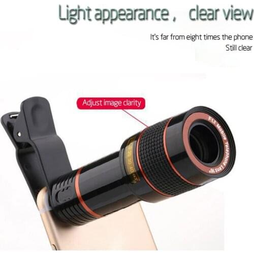 For iphone 4S 5S 6S 7 All Phone Phone Telephoto Lens with Clips12X Zoom Optical Telescope No Dark Corner Camera Lens HD Mobile