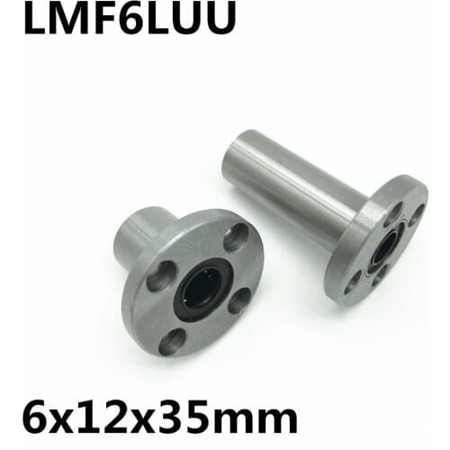 2pcs LMF6LUU LMF6L flange ball bearing Used for 6mm linear guide Free shipping 6x12x35 mm