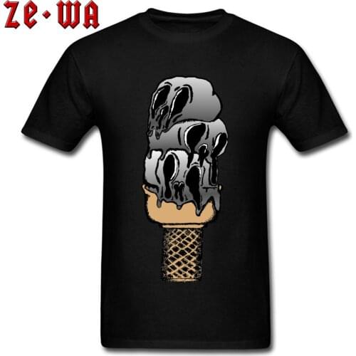Ice Scream T-shirt Cold Summer T Shirt Men Funky Skull Tshirt Black Tee Horror Tops Gothic Halloween Chic Clothes Drop Shipping