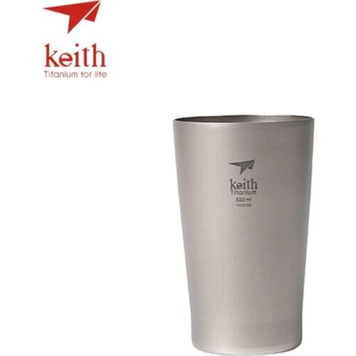 Keith Double Wall Titanium Beer Mugs Insulation Drinkware Outdoor Camping Coffee Cups Ultralight Travel Mug 320ml 98g Ti9221