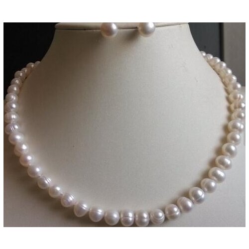 Pearl Jewelry Set White Color 7-8mm Cultured Freshwater Pearl Necklace Earrings Birthday Wedding Party Jewelry